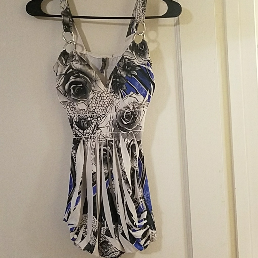 Blue Low cut Dress Top Size S